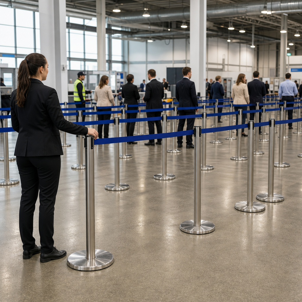 Belt Stanchion Set with 2m Blue Belt for Event Management (Pack of 30)