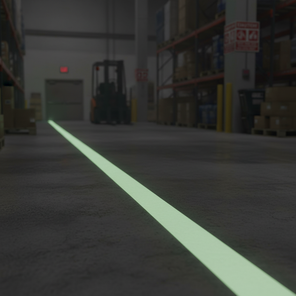 Premium Photoluminescent Egress Tape - Class A Glow in the Dark Marking Tape with 7.5 Hours Glow Duration and Smooth Surface
