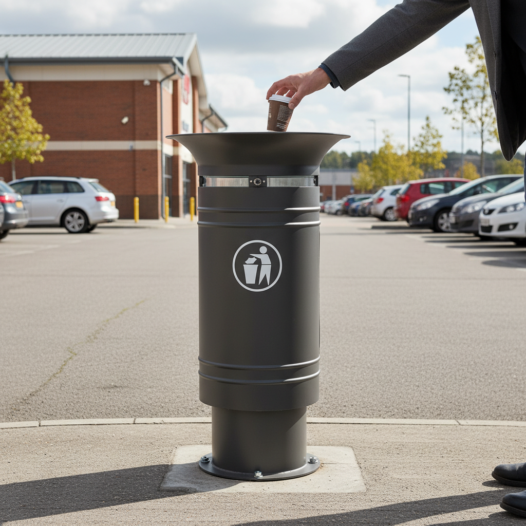 Premium Outdoor Rubbish Bin 60L Capacity with Flared Opening and Hollow Base for Efficient Waste Management | Barriers Co