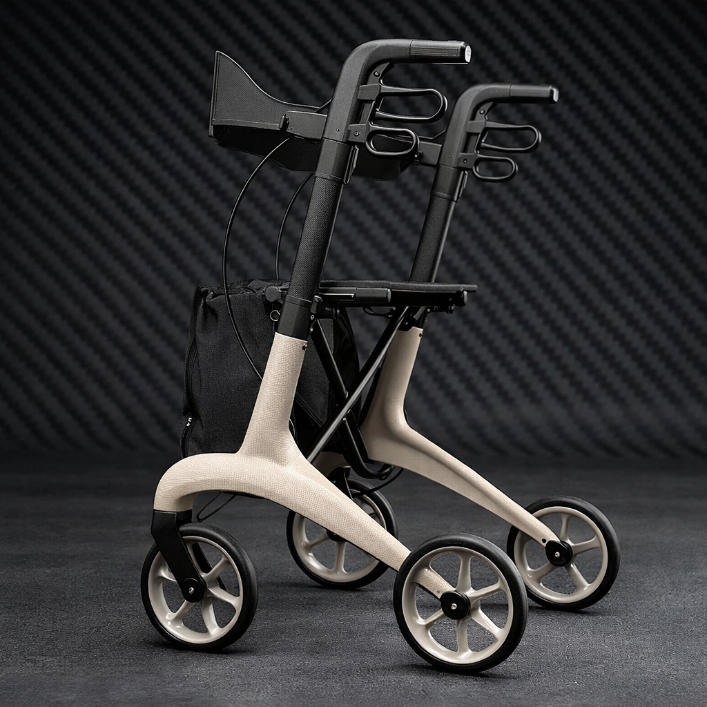 Carbon Fibre Rollator – Lightweight – Adjustable Handles – Mobility Aid