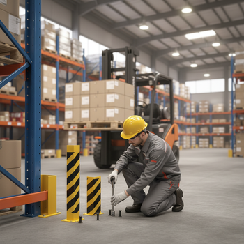 Premium Heavy Duty Pallet Racking Protector - Reinforced Crash Guard with Durable Steel, 400mm Width and 1200mm Height for Warehouse Protection