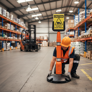 Premium Heavy Duty Queue Management Barrier Post System with A4 Sign Holder and High Visibility Features