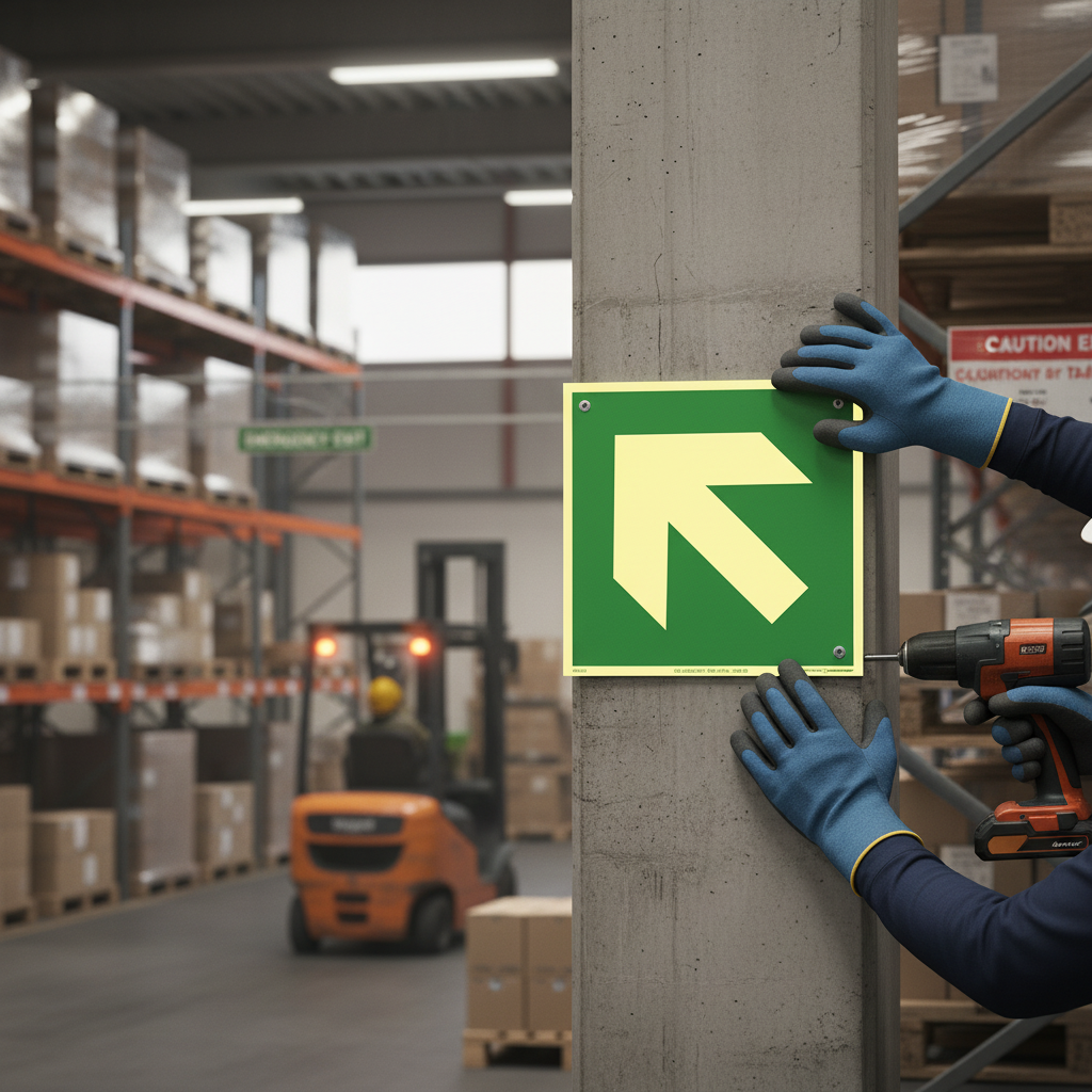 Premium Diagonal Directional Sign - Glow in the Dark, Aluminium Construction, Available in Multiple Sizes