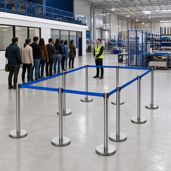 Belt Stanchion Set with 3m Blue Belt for Event Management (Pack of 8)
