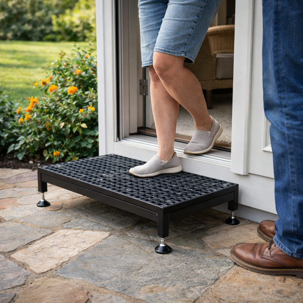 Adjustable Half Step – Black – 300kg Capacity – Mobility Aid