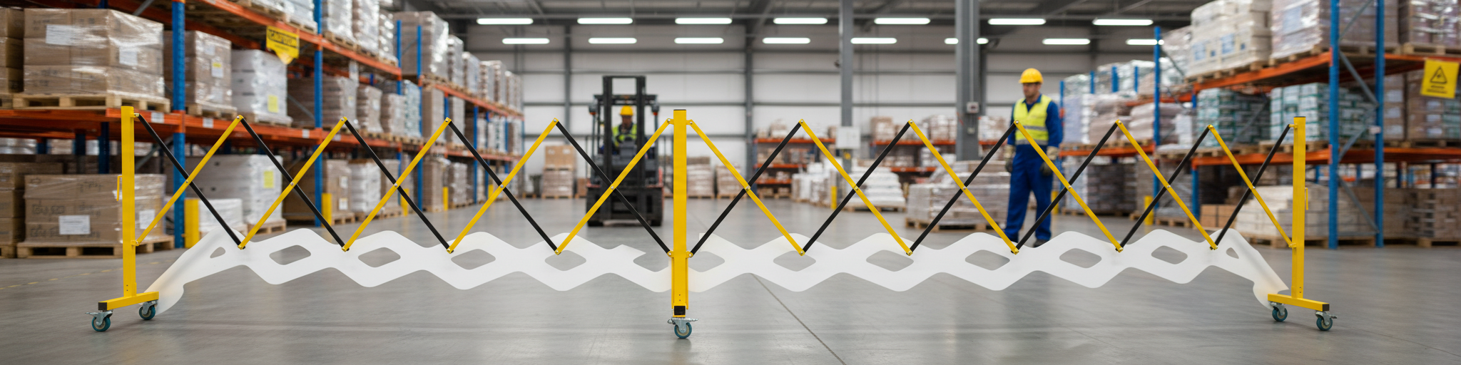 Premium Expanding Barrier Gate on Wheels - Flexible, High Visibility, Easily Extendable to 4.9m for Temporary Use in Warehouses and Shops