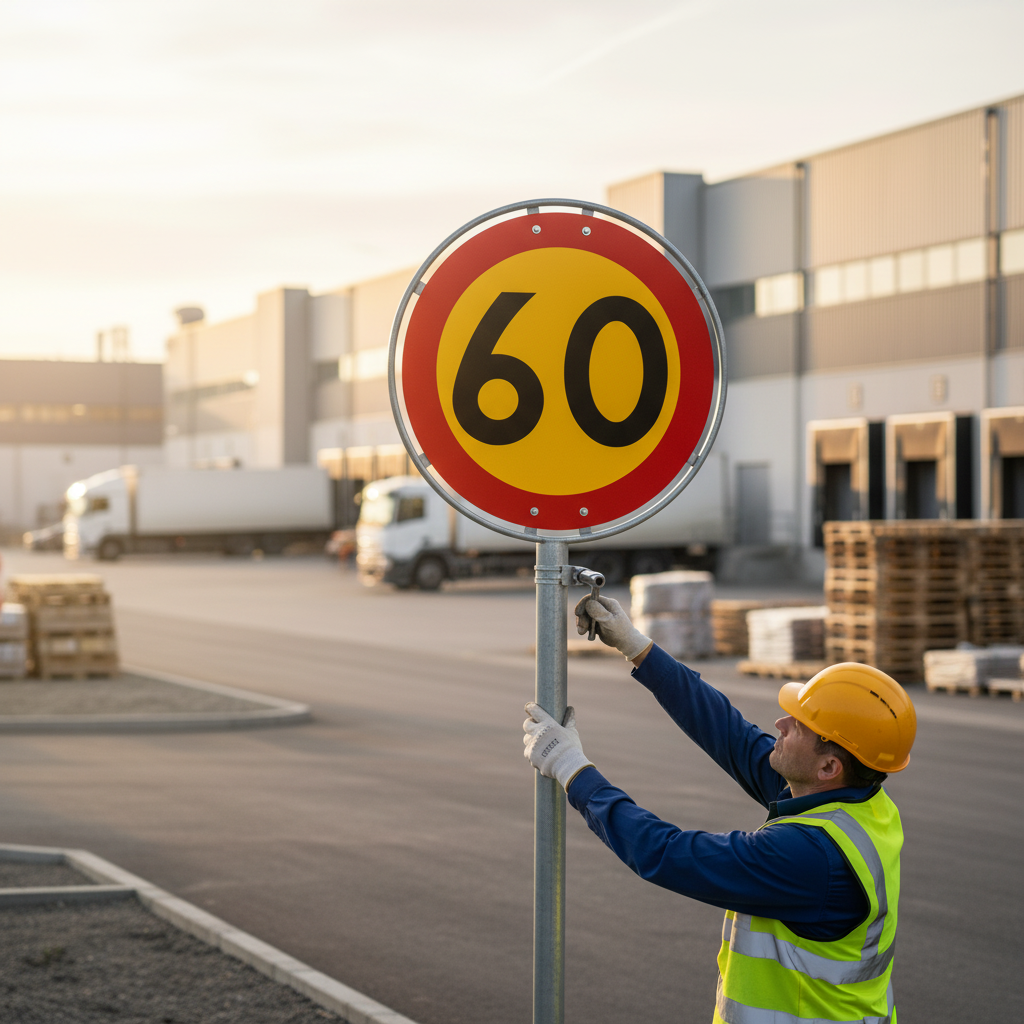 Professional Speed Limit Sign (60km/h) - Durable and High-Visibility Design for Traffic Control