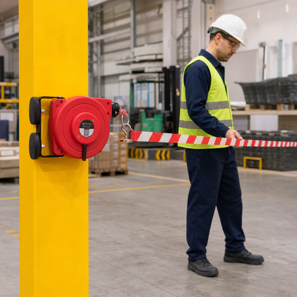 Heavy Duty Magnetic Safety Barrier Reel for Area Control