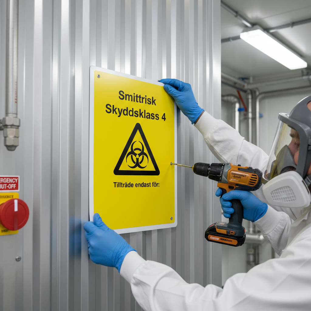 Premium Warning Sign for Infection Risk Class 4 - Durable Materials and Easy Installation Options