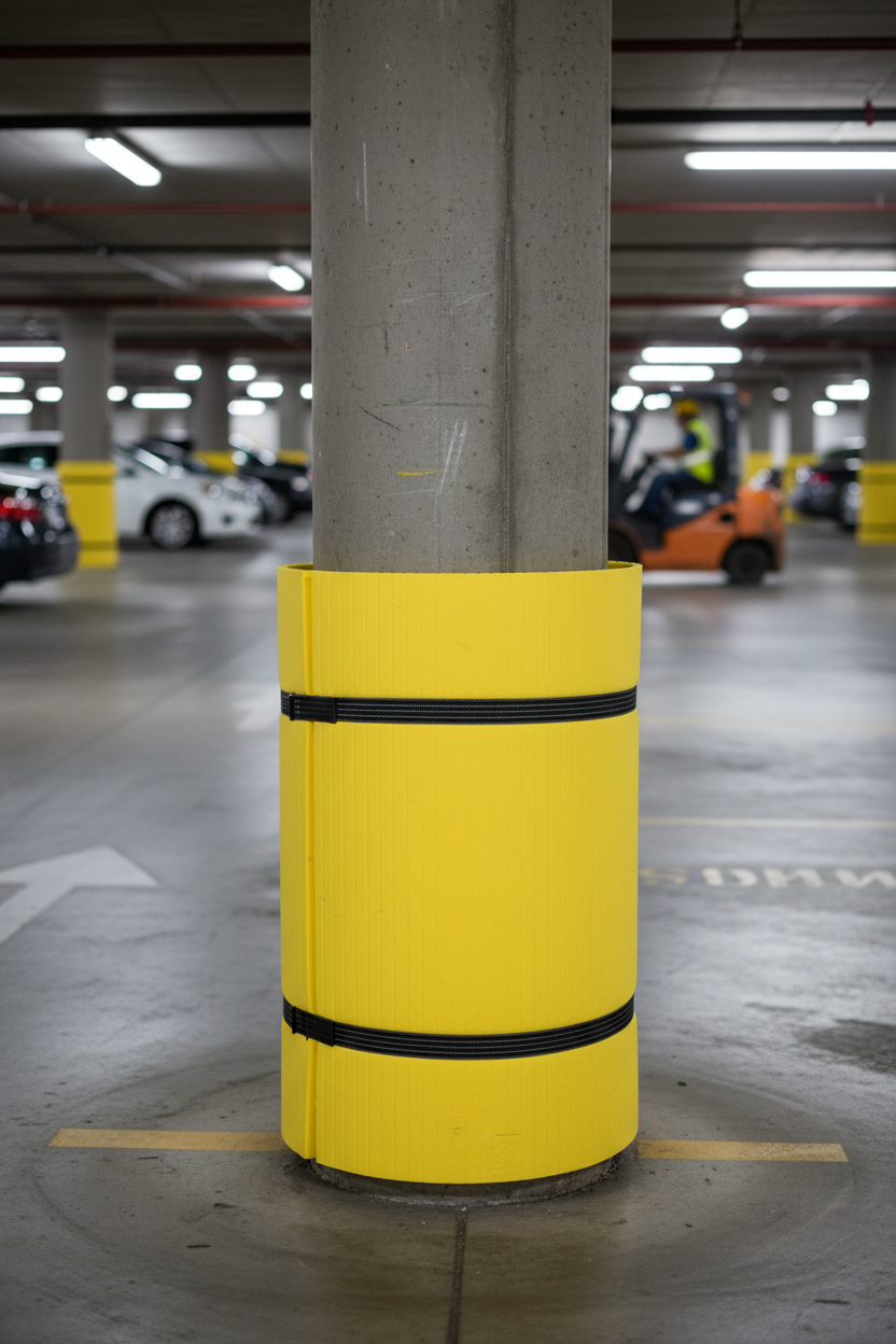 Premium Column Protection for Round Columns - 34mm Thickness, 1m Height, 3-Pack for Parking Garages