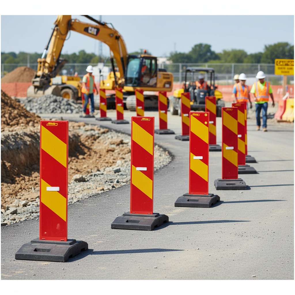 Premium Traffic Delineator Panel with Base - Highly Reflective, Double-Sided Arrows, Sturdy Rubber Base for Road Safety