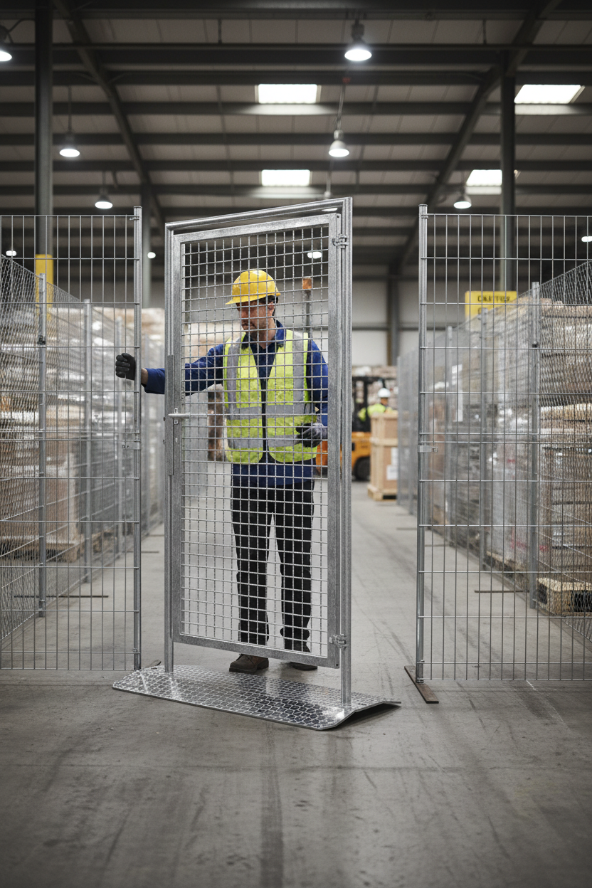 Premium Mobile Fence Door with Handle – Durable Steel Construction for Secure Access at Construction Sites and Temporary Areas