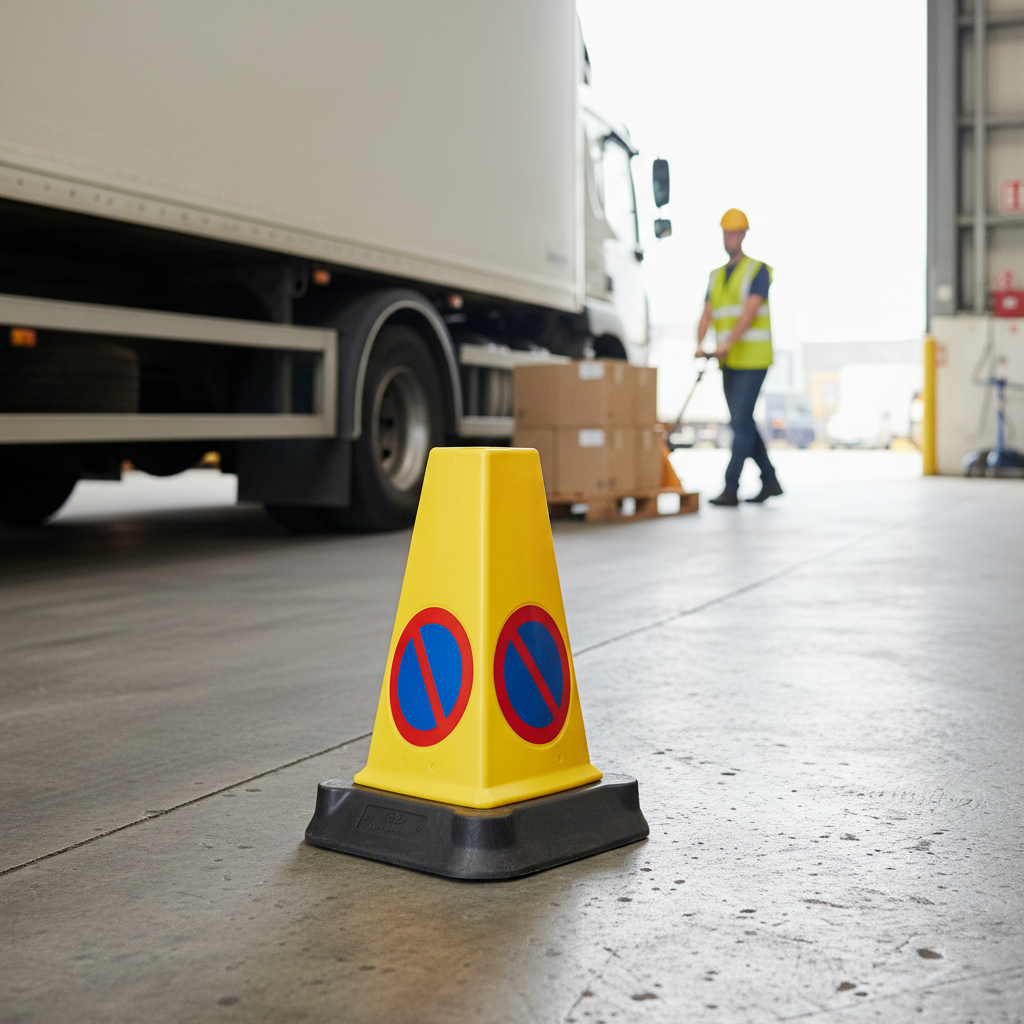 Premium Triangular No Waiting Cone with Recessed Symbols for Event Management and Construction... - side view | Barriers Co