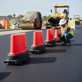 Premium Self-Weighted Traffic Safety Barrier with Interlocking Tail and Wheels for Easy Maneuverability and Quick Deployment