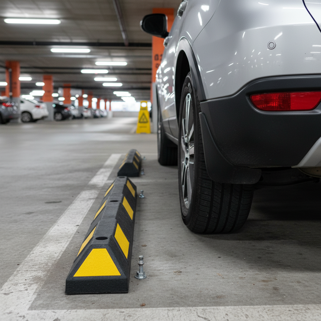 Premium Heavy Duty Rubber Wheel Stop 1800mm with Fixings for Parking Control - High-Quality... - side view | Barriers Co