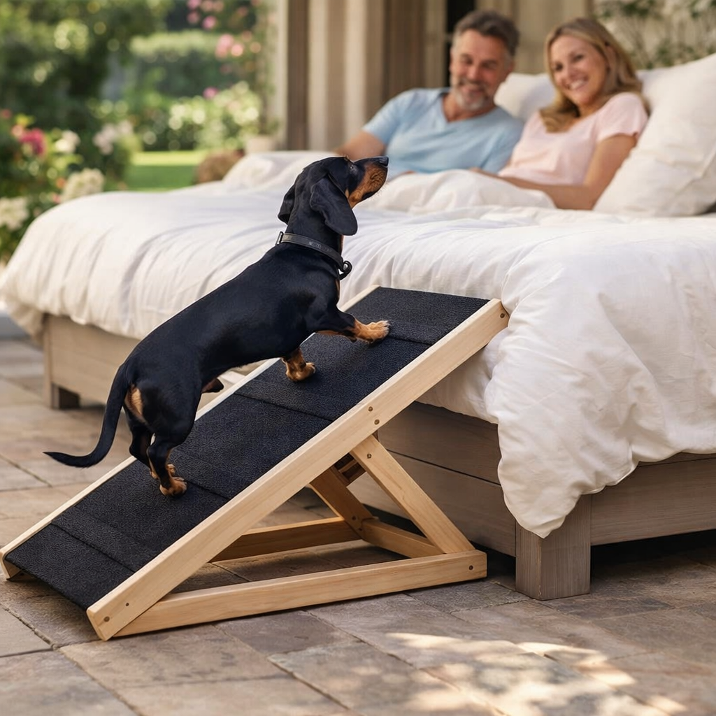 Adjustable Dog Ramp – Black – 50kg Capacity – Pet Access
