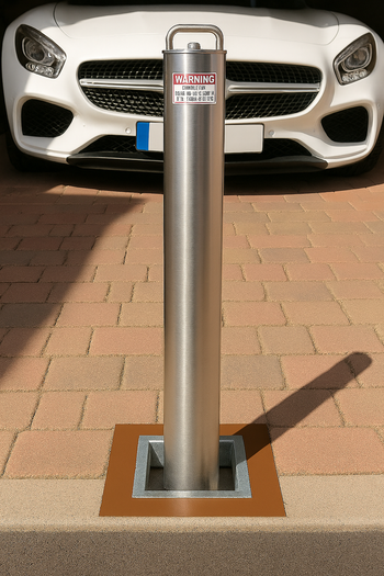 500mm Stainless Steel Retractable Bollard – Compact Security Post with High-Security Lock for Driveways, Car Parks & Commercial Use