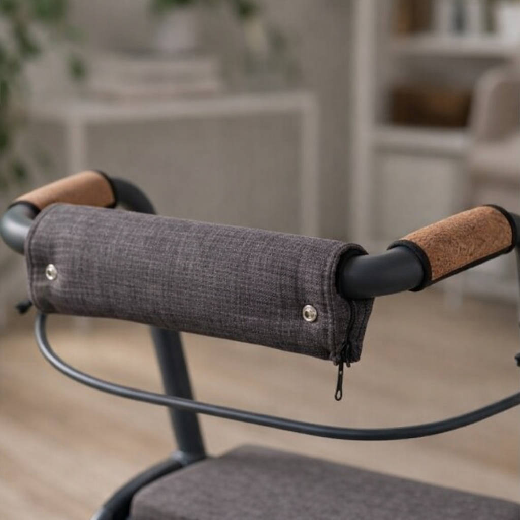 Indoor Rollator Backrest Cover – Grey – Zip Attachment – Mobility Aid