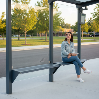Premium Wall-Mounted Perch Bench 936mm for Bus Shelter Integration - High-Quality Professional Grade for Industrial and Commercial Applications