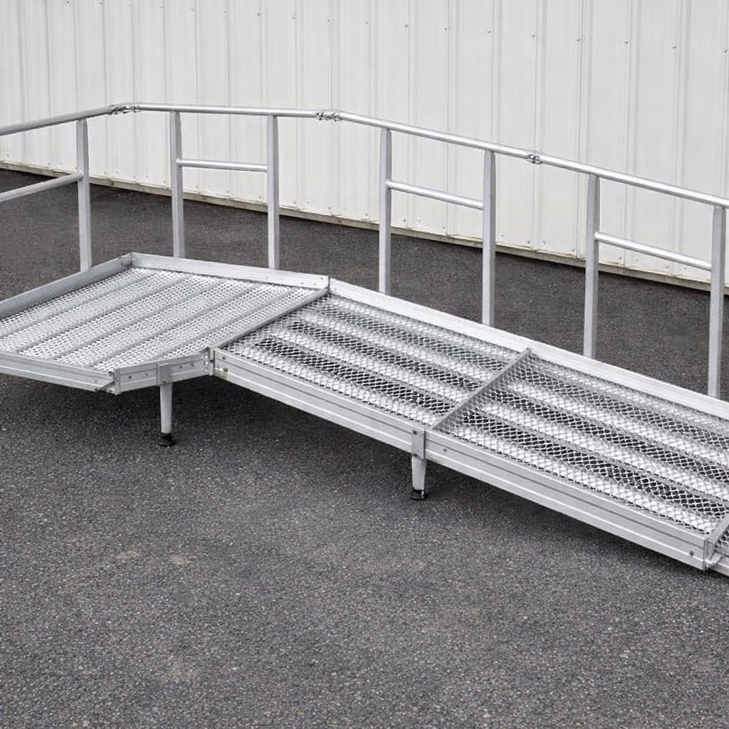 Aluminium Modular Ramp Kit – 900mm x 3000mm – Handrails & Platform – Wheelchair Access