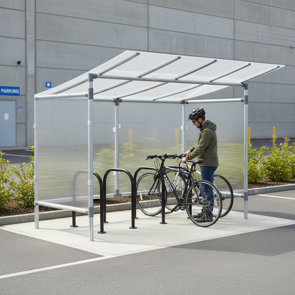 Premium Economy Bike Shelter with Aluminium Frame and Cellular Polycarbonate Roof for Schools and Colleges | Barriers Co