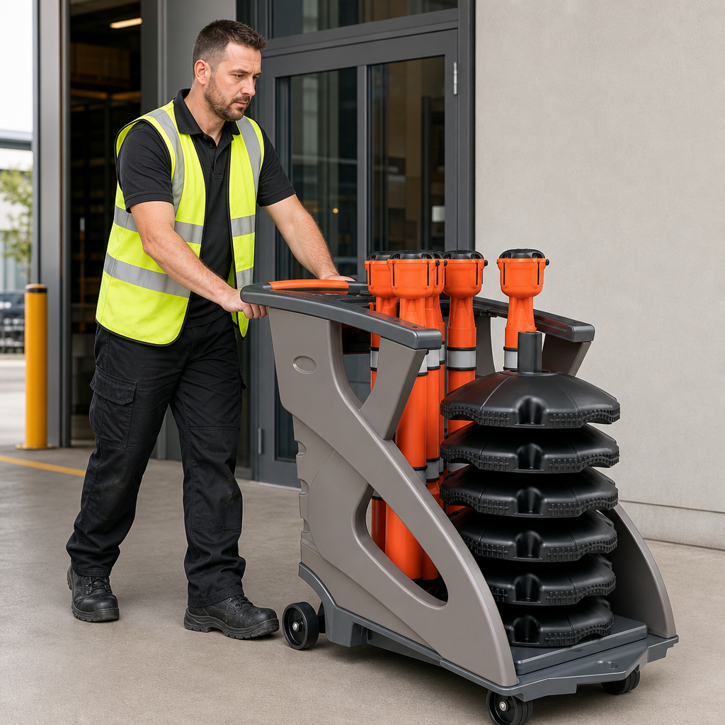 Orange Unicart Trolley for Post & Base Barriers 95kg Capacity
