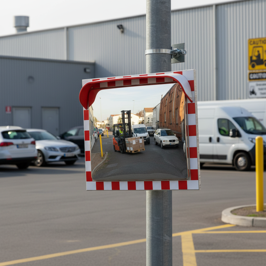 Premium Heavy Duty Stainless Steel Traffic Mirror with Bracket for Blind Spot Monitoring | Barriers Co