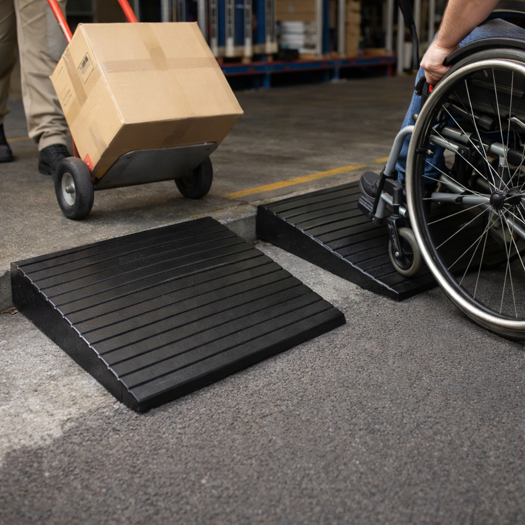 Rubber Threshold Ramp – 90mm High x 500mm Wide – Heavy Duty – Wheelchair & Trolley Access