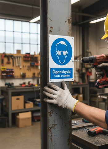 Premium Safety Sign - Eye Protection Required for Workplace with Various Mounting Options and Sizes for Clear and Professional Communication