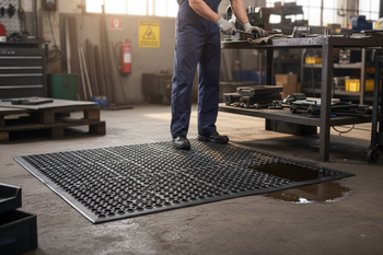 Premium Heavy Duty Anti-Slip Rubber Mat with Open Design for Water Drainage and Trip Hazard Reduction, 12mm Thickness