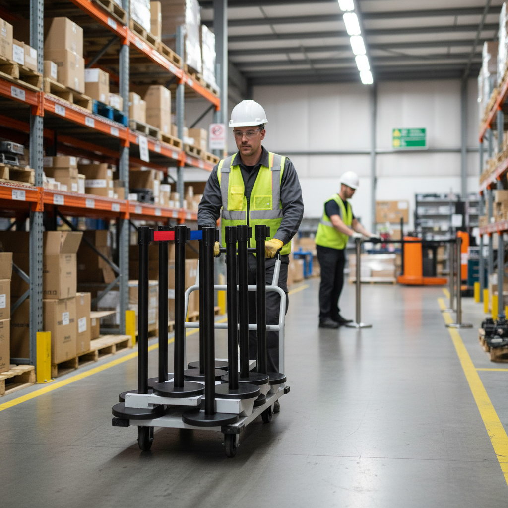 Premium Event Barrier Package - 12 Posts with 3m Retractable Belts and Transport Trolley for Easy Storage and Transport