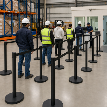 Belt Stanchion Set with 3m Retractable Belt for Event Management (Pack of 10)