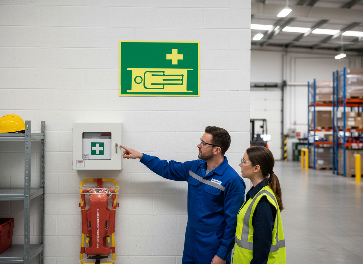 Professional A5 and A4 Instruction Sign for Stretcher and First Aid - Durable Plastic Material