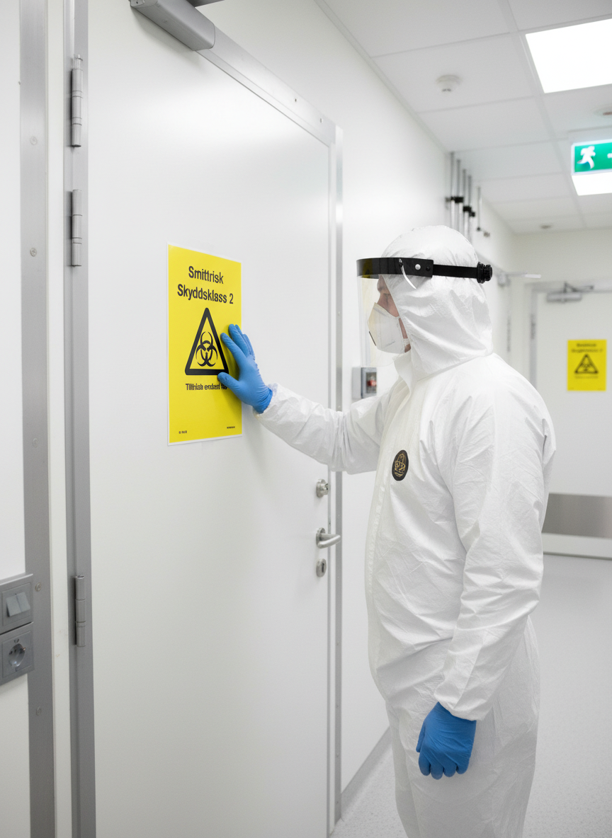 Premium Warning Sign for Infection Risk Class 2 - Durable Materials and Easy Mounting Options