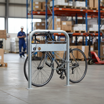 Premium Hoop Style Bike Stand with Galvanised Steel Frame and Sign Plate for Secure Parking