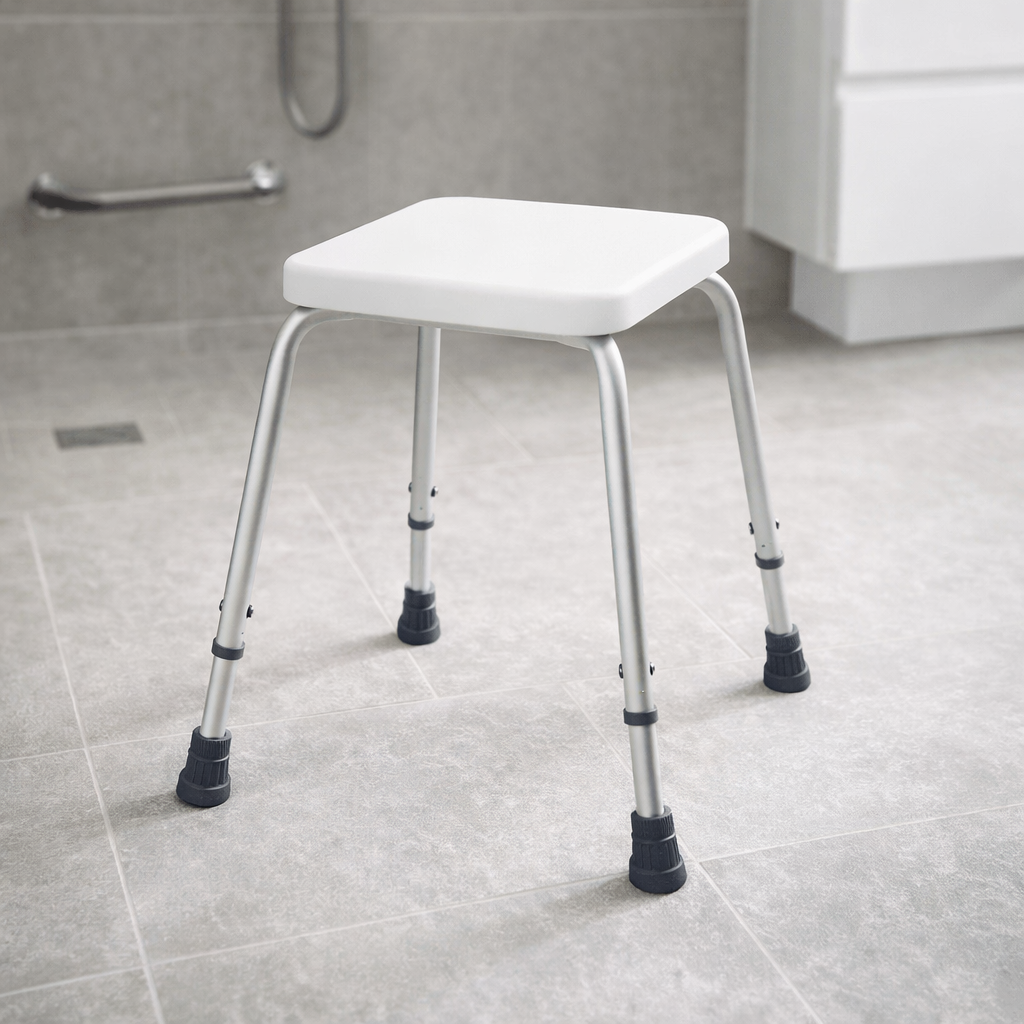 Adjustable Perching Stool – White – 165kg Capacity – Indoor Use