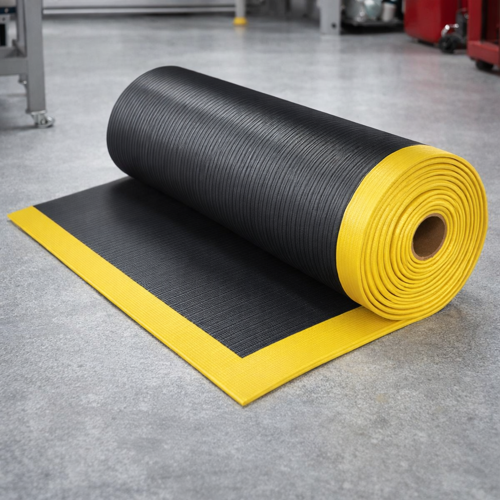 Anti Fatigue Mat – Pre-Cut Black & Yellow – 9.4mm Thick – Workplace Safety