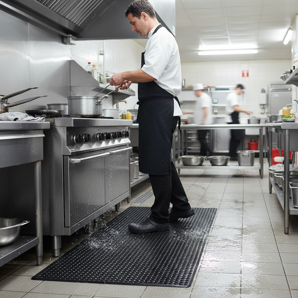 Premium Heavy Duty Multi-Purpose Anti-Slip Matting for Indoor and Outdoor Use with Drainage... - side view | Barriers Co