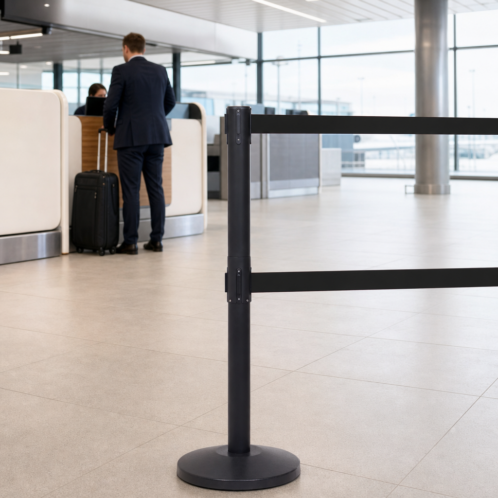 QueueMaster 550 Twin Belt Barrier System 3.4m for Indoor Use