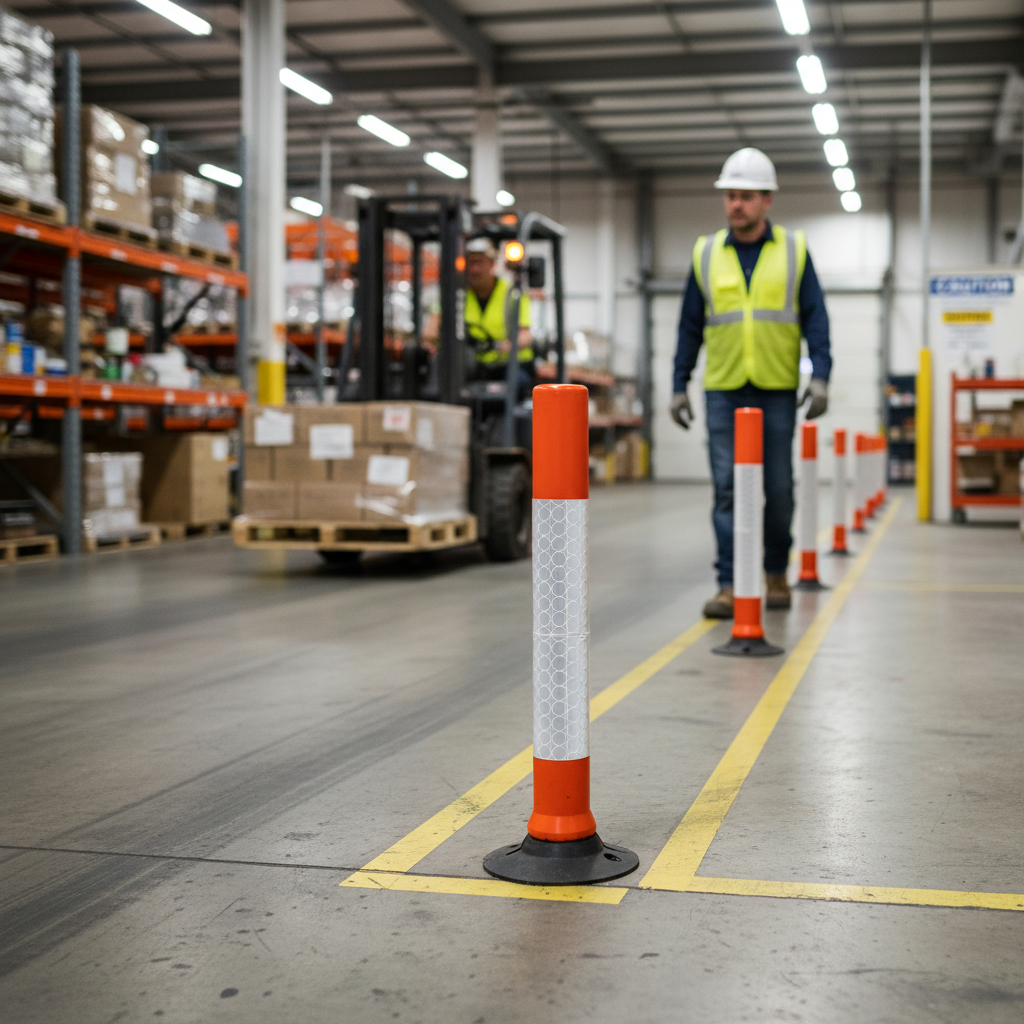 Premium Fixed Delineating Post with Reflective Sleeve for Traffic Control, Easy Installation and High Visibility