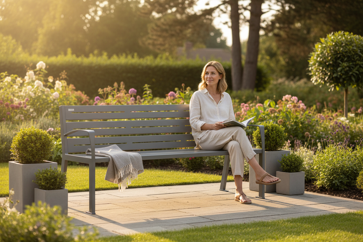 Premium Heavy Duty All Steel Bench 1.8m with Galvanised Slats and Eco-Friendly Materials | Barriers Co