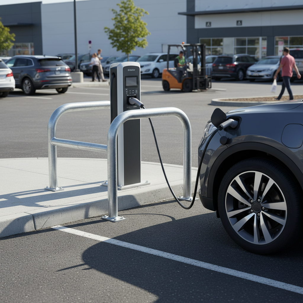 Premium Heavy Duty Traffic Line Column Protector for EV Charging Points - Easy Installation and... - side view | Barriers Co