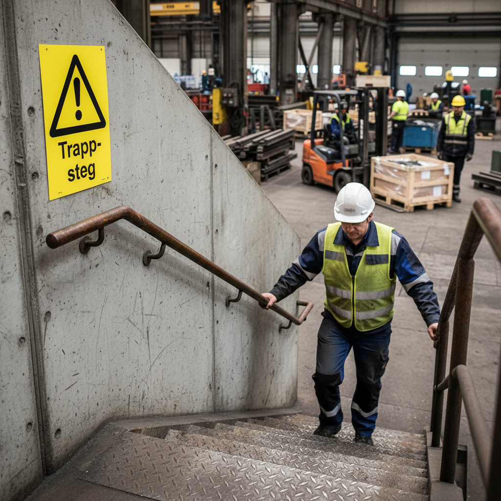 Premium Warning Sign for Stair Steps - Durable Self-Adhesive, Plastic, Magnet, and Aluminum Options Available