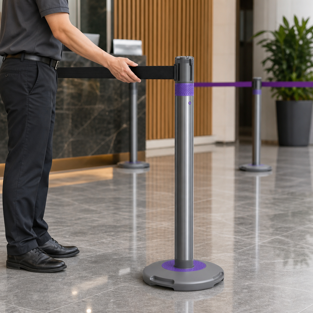 Retractable Queue Barrier 3.0m x 50mm for Indoor & Outdoor Use