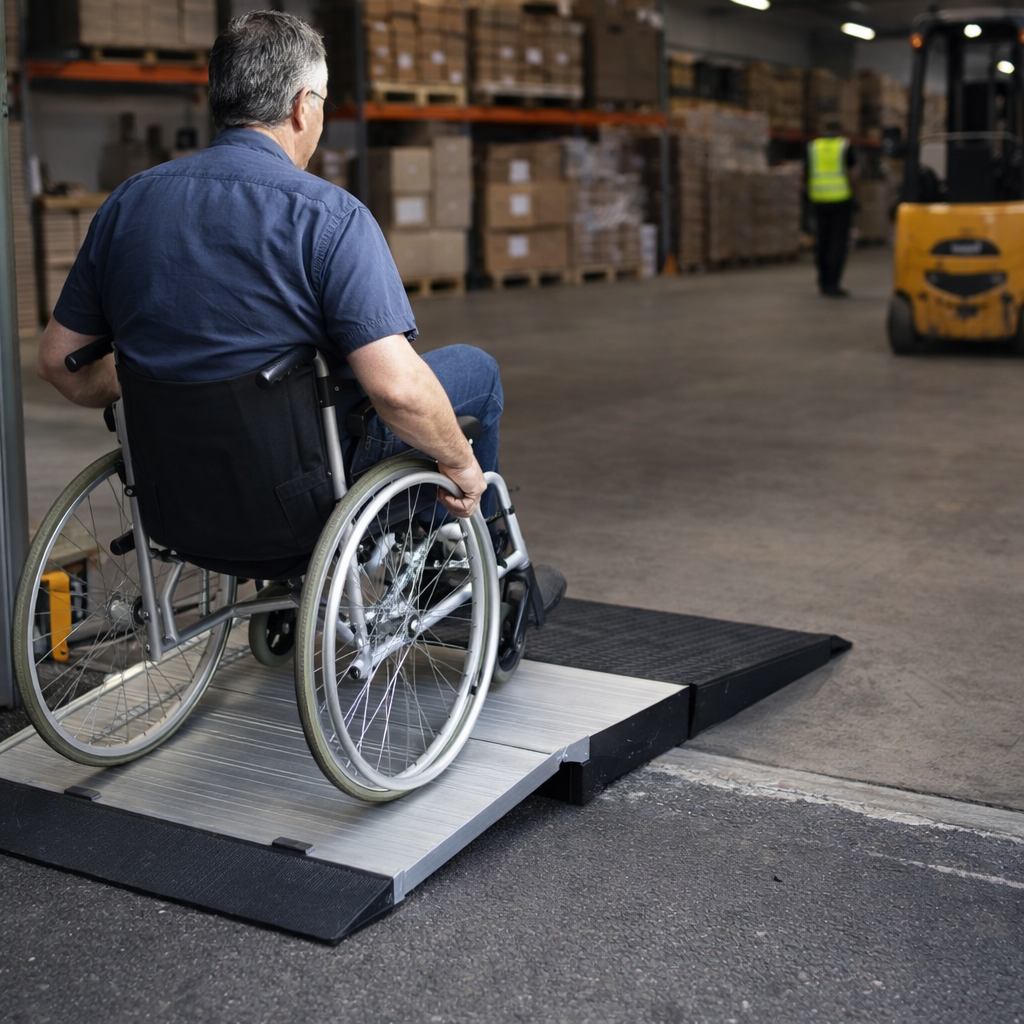 Folding Threshold Ramp – 2ft-8ft & 4.5"-7" – Aluminium & Rubber – Wheelchair & Scooter Access