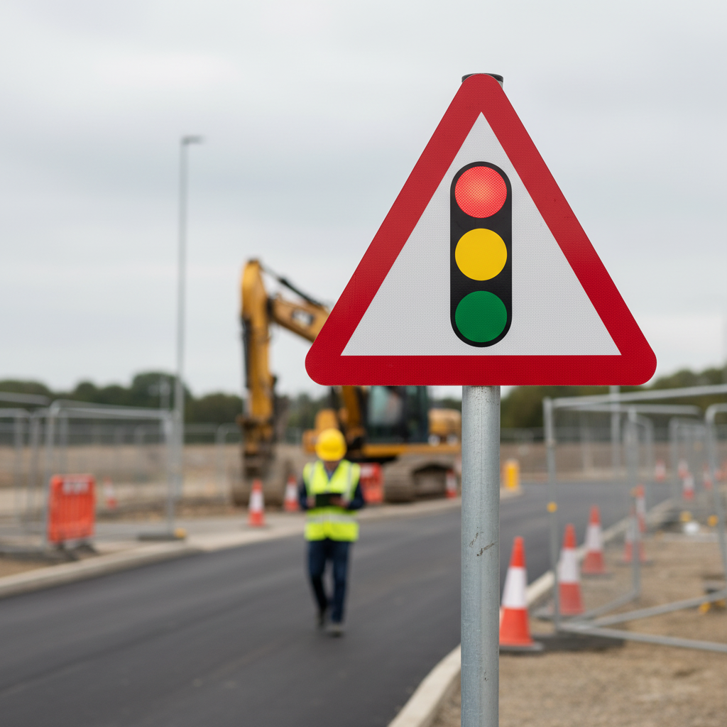 Traffic Signals Ahead Post Mounted Road Sign - Dia 543 R2/RA2 (Face Only)