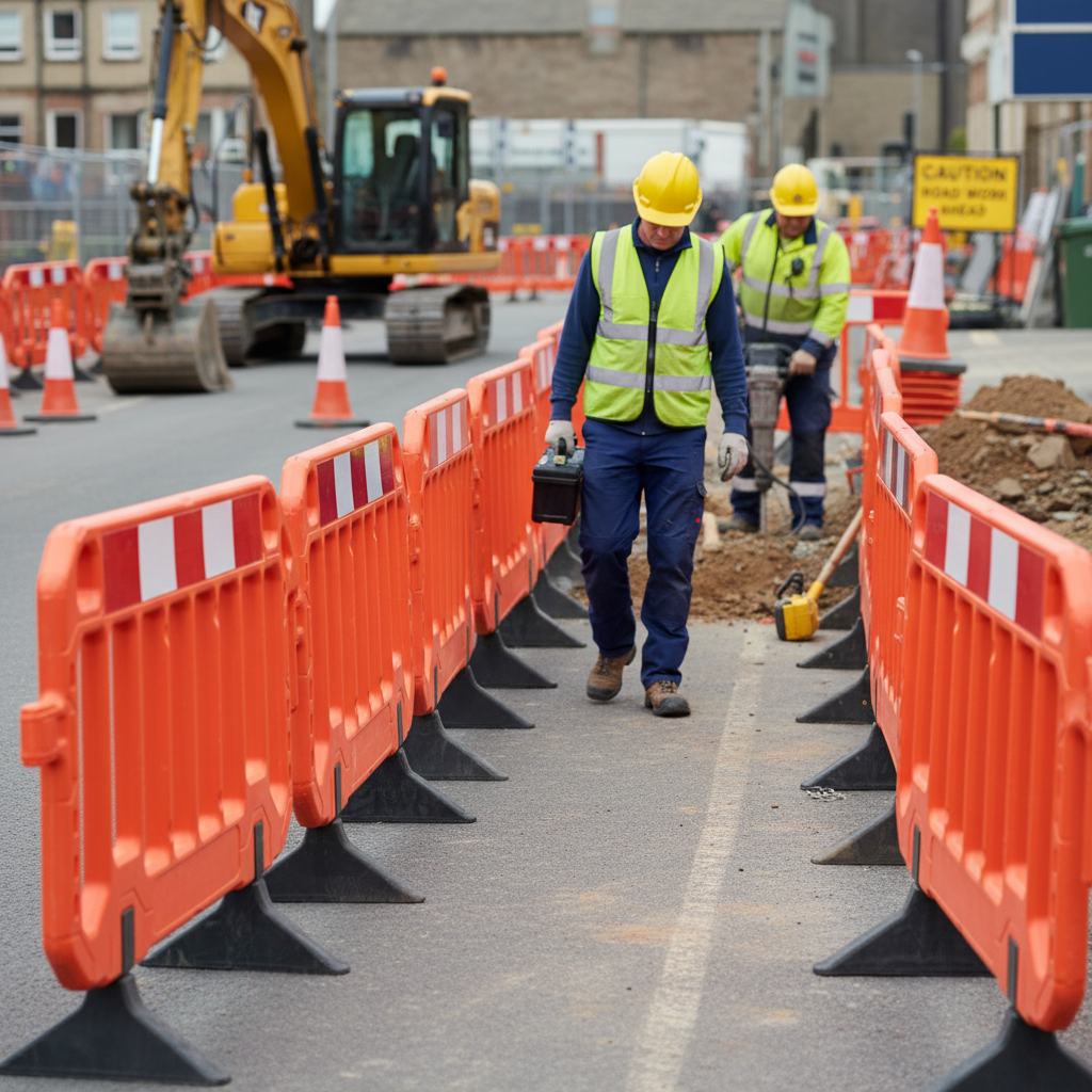 Premium Chapter 8 Pedestrian Barrier System with High Wind Resistance and Easy Handling Features - side view | Barriers Co