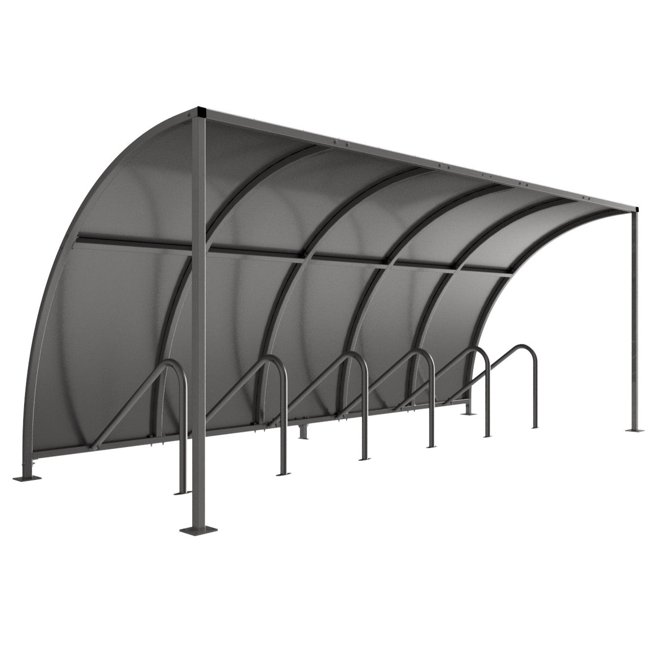 VS1 Cycle Shelter with Galvanised Steel Roof - Galvanised Steel Frame Open Sided