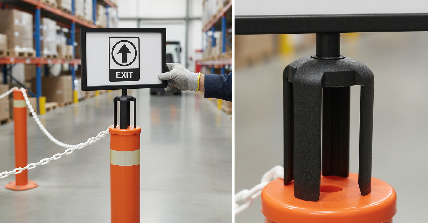 Premium Sign-Holder for Post and Chain Barrier - Versatile A3/A4 Display Options for Effective Communication