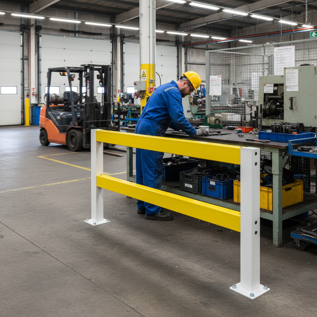 Heavy Duty Impact Protection Railing System Beams - Durable Steel Construction with Corrosion... - side view | Barriers Co